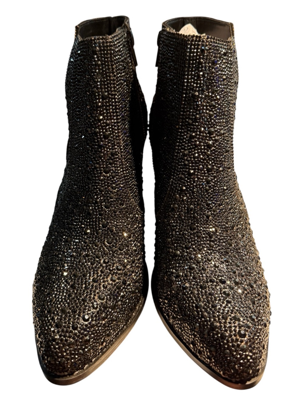 Naughty Monkey Black Rhinestone Ankle Boots Size 10 NWOB